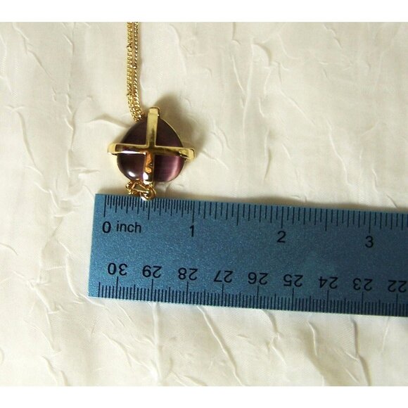 Alexa's Angels Purple Cat's Eye 18k Gold Plated 30" Chain Necklace - Picture 5 of 7